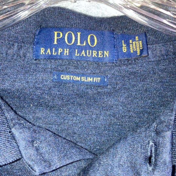 Polo by Ralph Lauren Custom slim fit Dark Blue Polo Shirt Mens Large 744 - Picture 3 of 9
